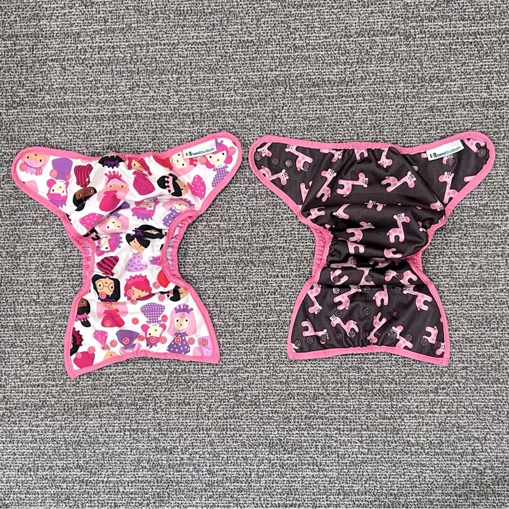 Best Bottoms Girls Cloth Diaper One Size Cover Set of Two 8lbs - 35lbs Pink